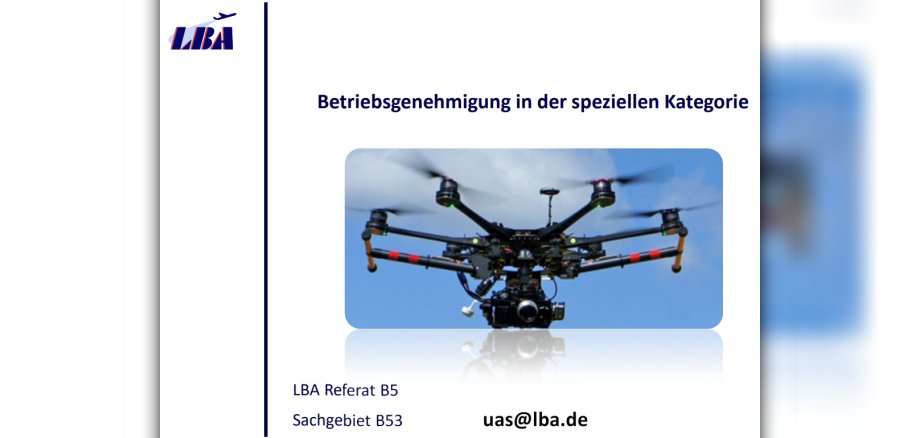 Startseite Foliensatz Betriebsgenehmigung mit Drohnenbild