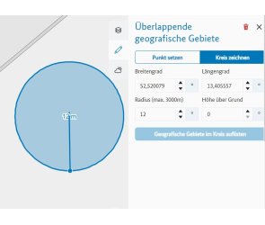Überlappende geografische Gebiete – Werkzeug zum Kreis zeichnen - Zweiter Schritt - Kreis grafisch aufziehen. 