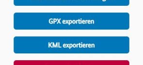 Schalter "GPX exportieren" und "KML exportieren" im Menü "Geometrie"
