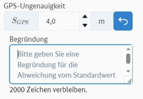 Numerisches Eingabefeld mit eingeblendeten Eingabefeld für eine Begründung bei Änderung des Standardwerts. 